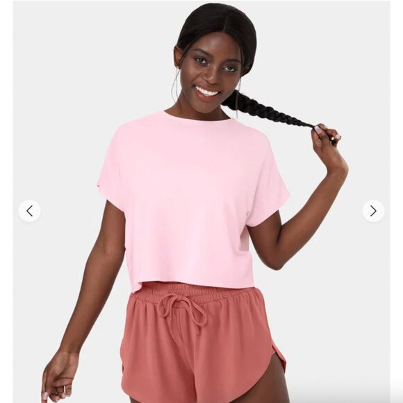 HALARA - Open back Crossover Hem Cut Out Cropped Casual Sports Top - NEW - Picture 2 of 7